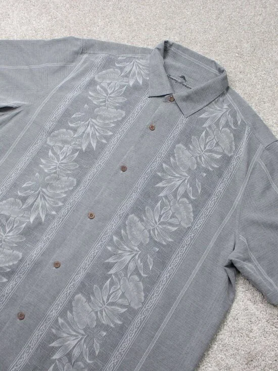 Tommy Bahama Shirt Mens 3XL XXXL Black Floral 100% Silk Short Sleeve Button Up - Picture 3 of 12